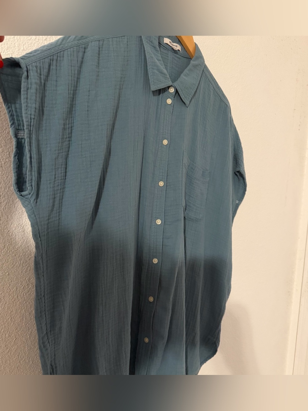 Madewell Lightspun Dolman-Sleeve Button-Up Teal Shirt - Summer
Breeze Size XXL - Picture 6 of 10